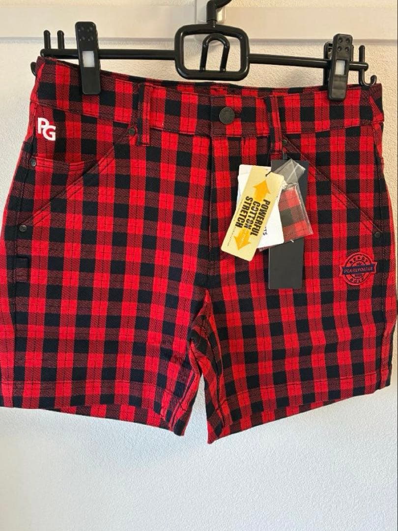 【新品】パーリーゲイツ レディース　ストレッチ　ショートパンツ　赤チェック柄