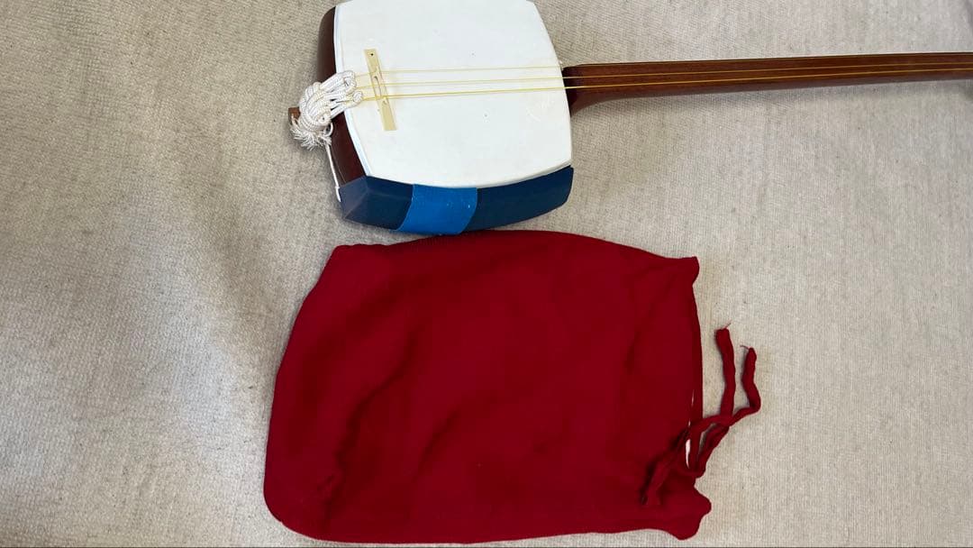 三味線本体 白/青 3弦【ケース付き】