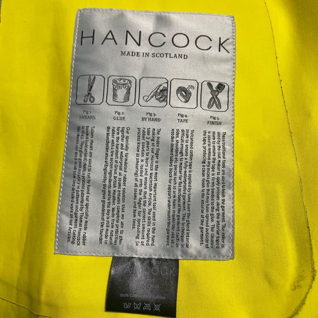 英国製 参価約17万【ハンコック】ピュアウールゴム引きステンカラーコート 美品