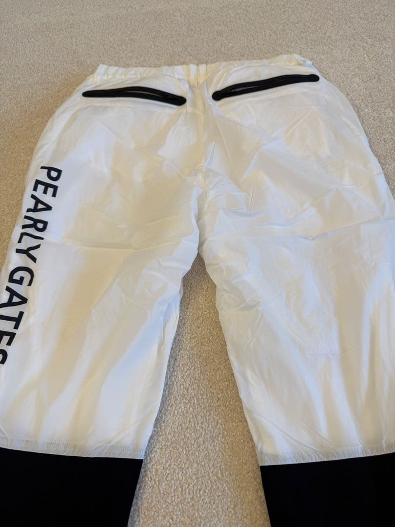 パーリーゲイツ 中綿パンツ 白×黒 ロゴプリント 裏起毛 レディース 1(M)