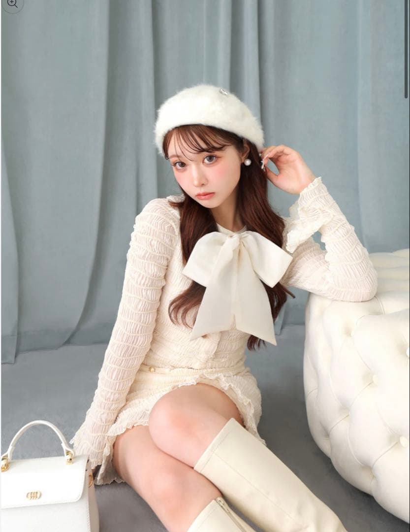 Mmeeme ribbon shirring minionepiece エムエメ