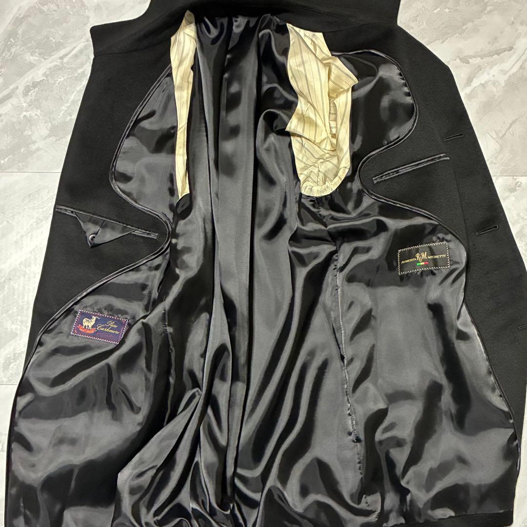 【新品タグ付】カシミヤ100% ステンカラーコート カジュアル 高級感 黒