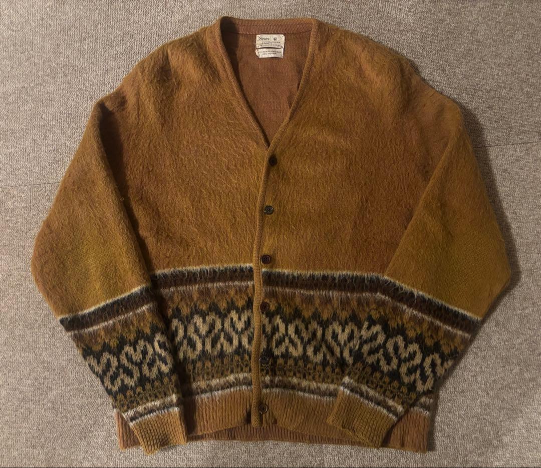 60s ビンテージ sears シアーズ モヘア カーディガン 柄