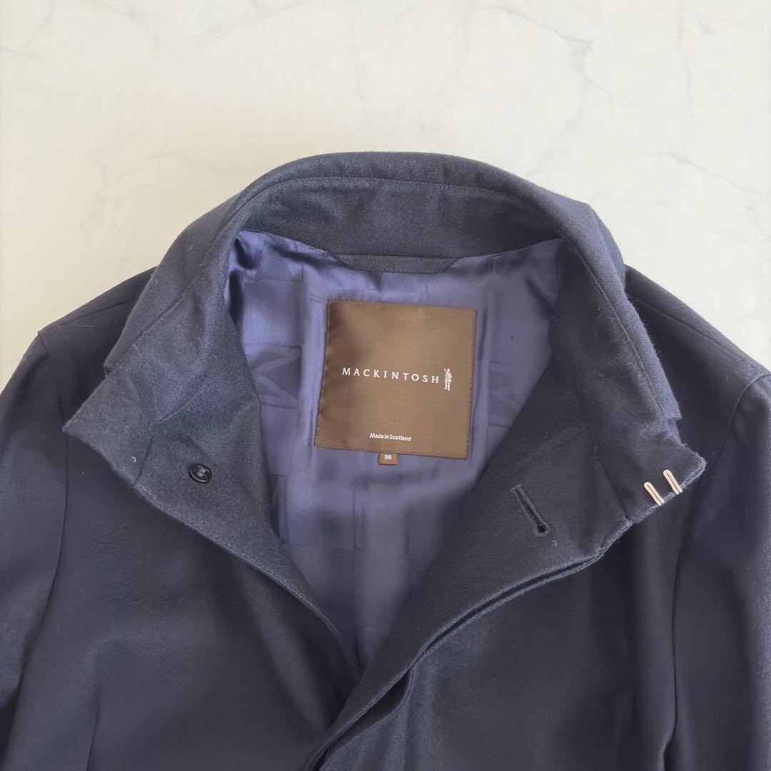 MACKINTOSH ダンケルド 英国製 ウール ステンカラー S M ネイビー