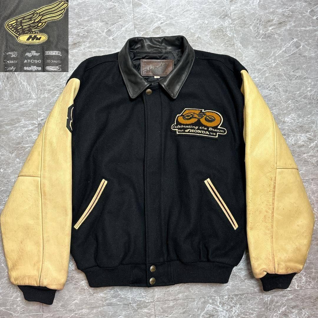 希少 USA製 HONDA 50th 限定 レザー スタジャン L ロゴ羽根刺繡 - メルカリ