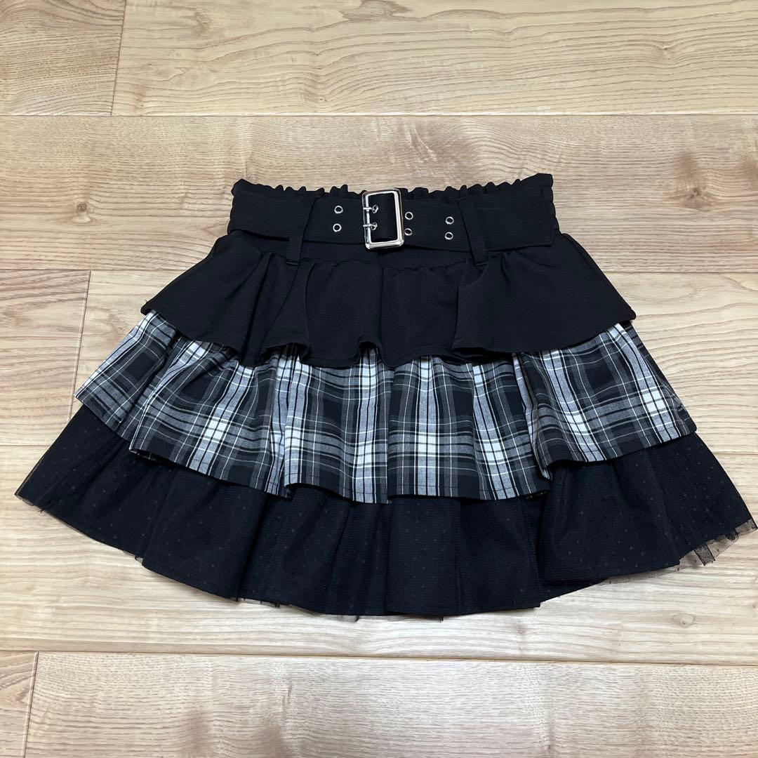 アベイル majoretty まきちゃん ティアードミニスカート ブラック L