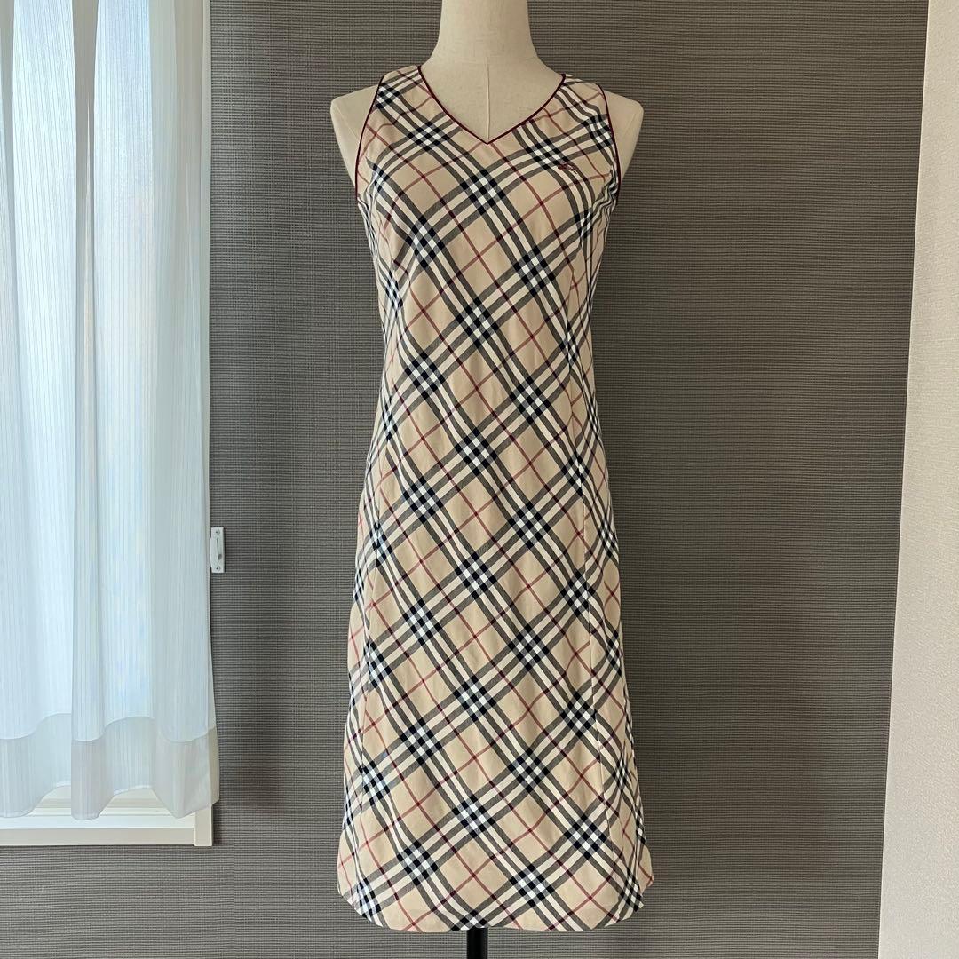 バーバリーブルーレーベル ワンピース ノバチェック ホース刺繍 38