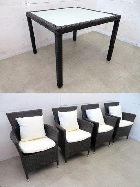 未使用品■ドイツ■outflexx■全天候型■人口ラタン■ガーデンダイニング5点