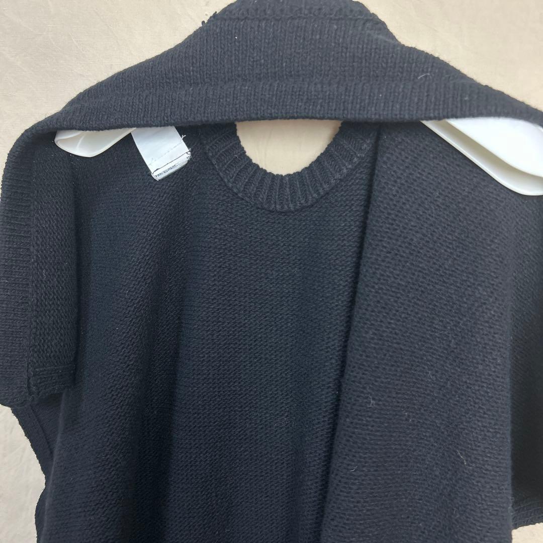 ANN DEMEULEMEESTER ニット ポンチョ アシンメトリー 38 黒