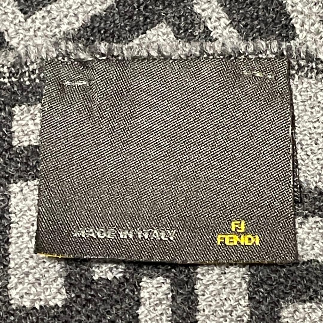 FENDIズッカ柄ウール100%マフラー　グレー