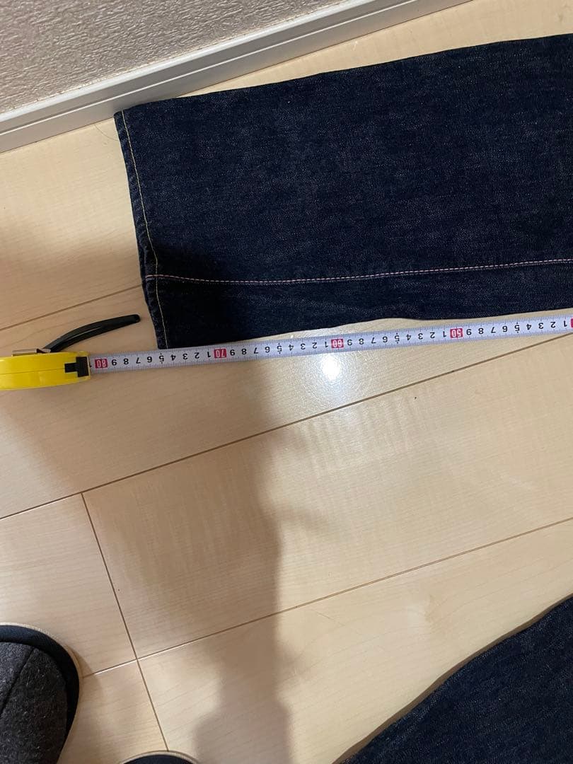 桃太郎ジーンズストレートデニム ダークブルー ストライプポケット