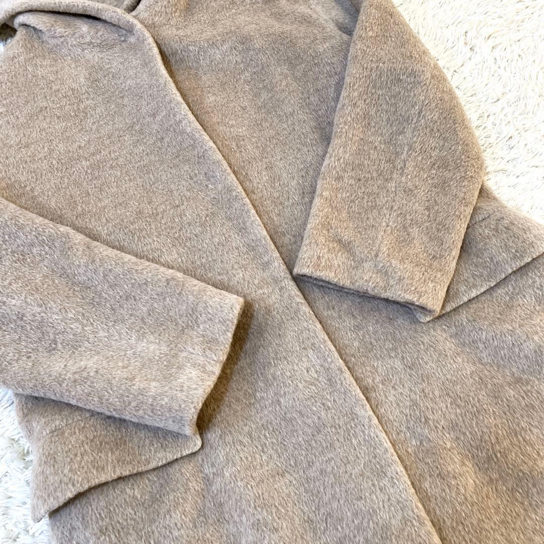 美品】Plage アルパカ混シャギーフードコート ロング丈 36M相当 日本製