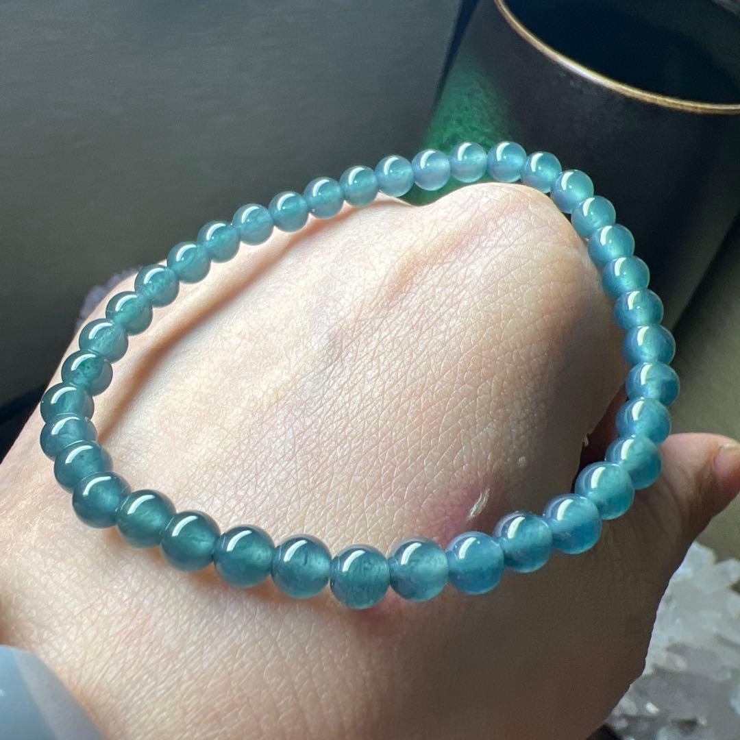 本翡翠、純ブル、ネイビー氷藍水ブレスレット