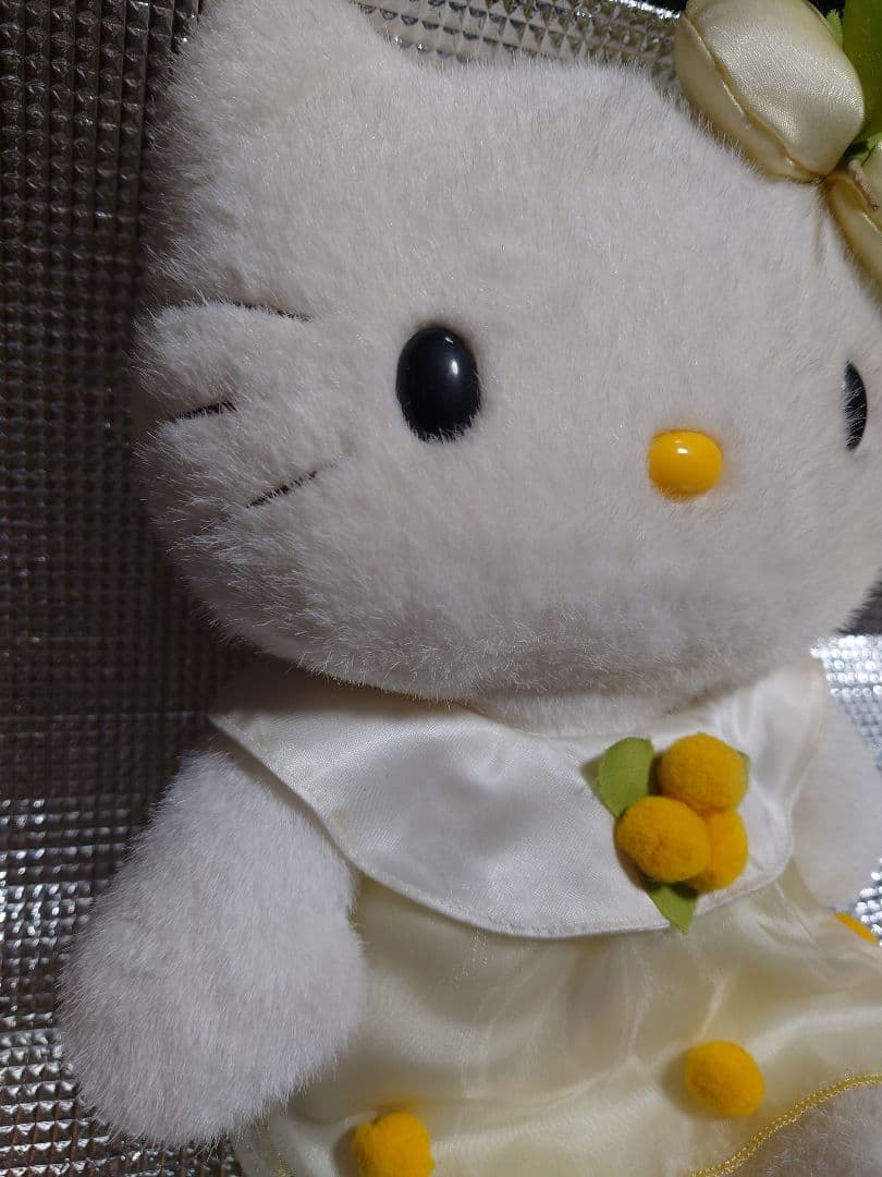希少 平成レトロ 2000年 キティー ぬいぐるみ ドレス 花 Lサイズ