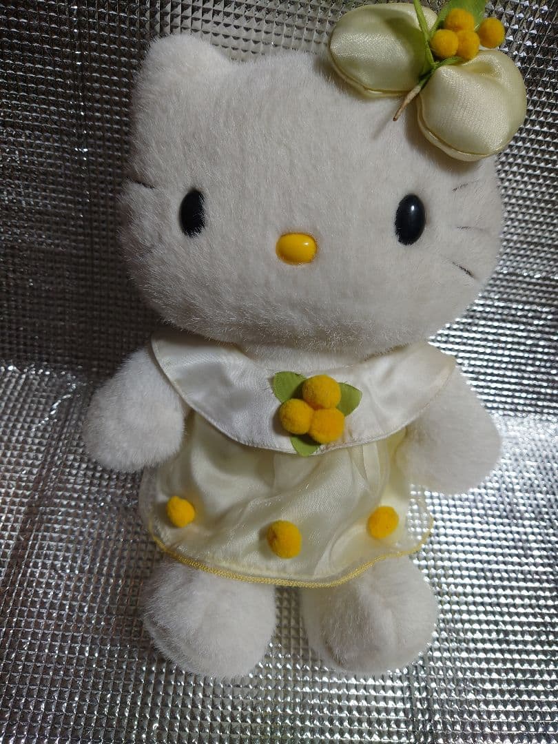 希少 平成レトロ 2000年 キティー ぬいぐるみ ドレス 花 Lサイズ