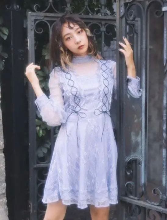 Bubbles レースワンピース ブルー - メルカリ