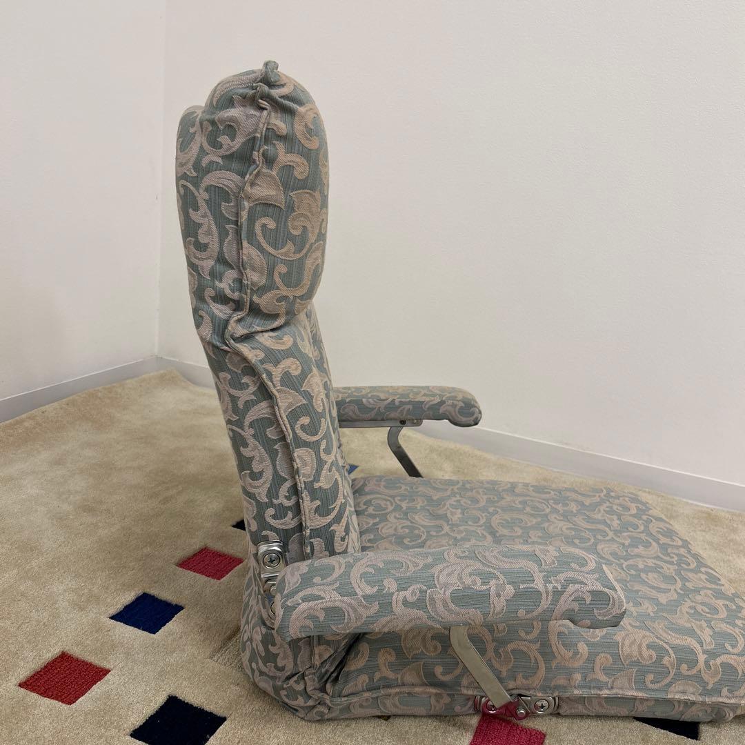 エル処分品★日本製座椅子 布張り リクライニング式 アヤメ ブルー