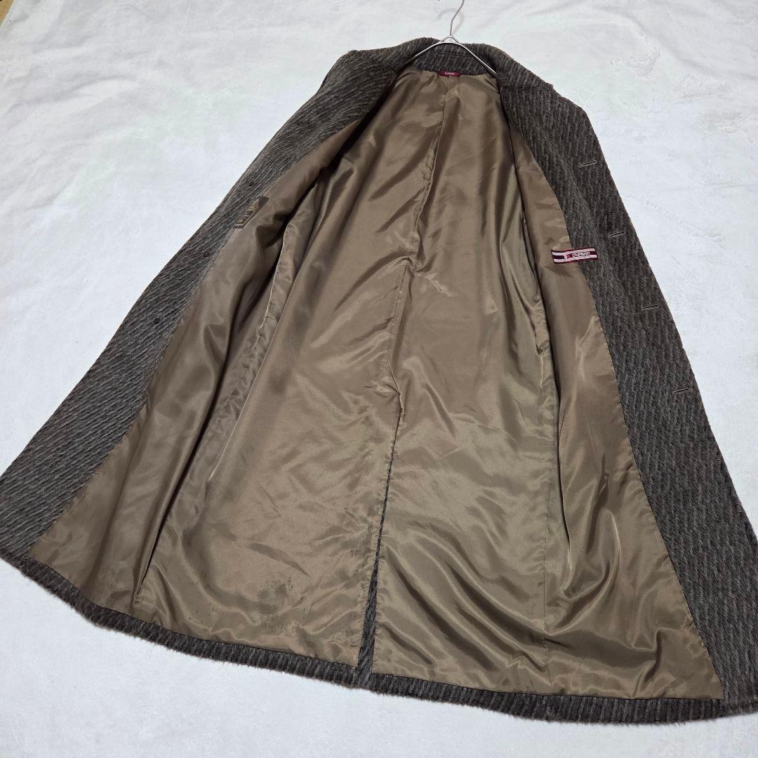 【極美品】DURBAN アルパカ100% ロングコート 高級 起毛 グレー L