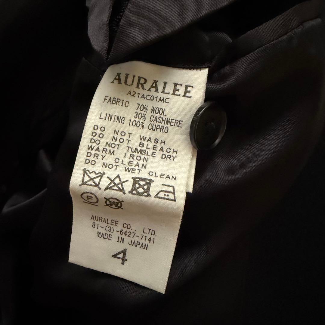 AURALEE オーラリー ウールカシミヤ ステンカラーコート サイズ4 黒