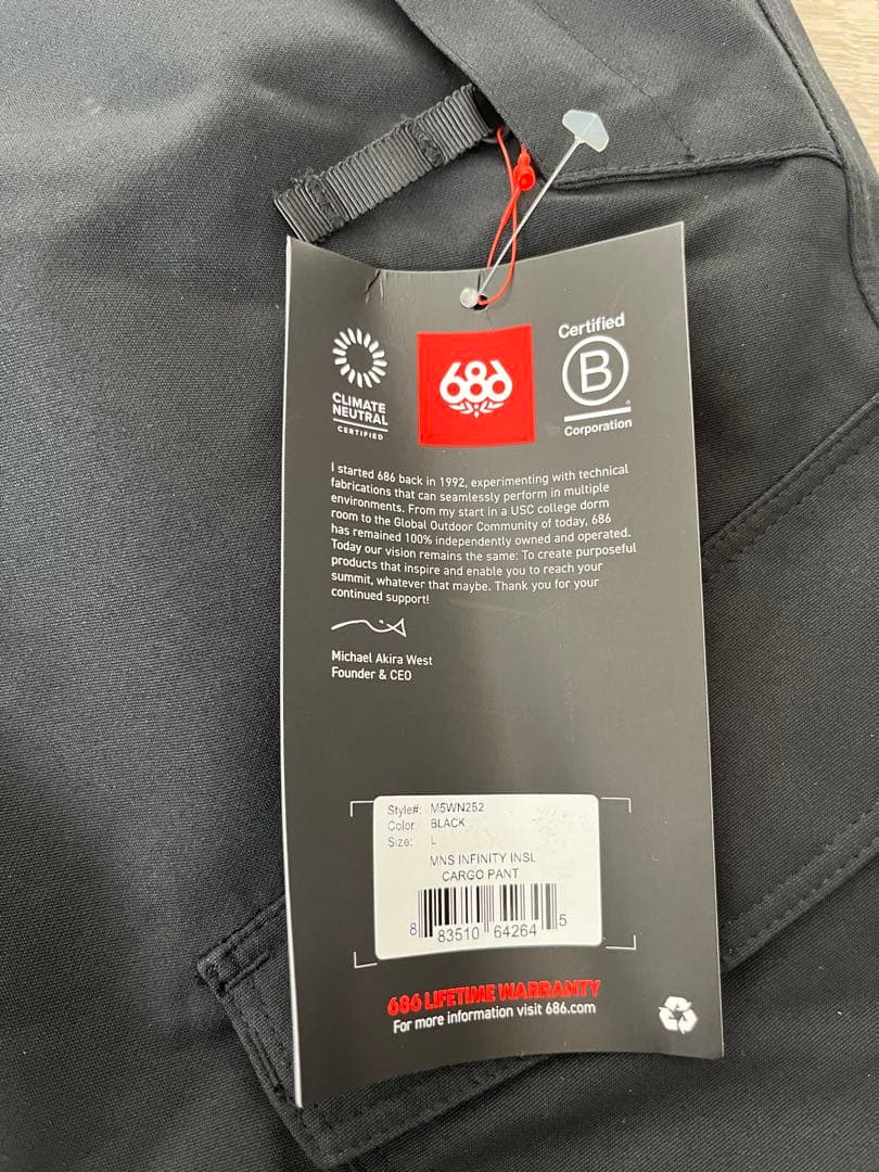 686（シックスエイトシックス）のスノーボードウェアセットアップ　新品未使用　L