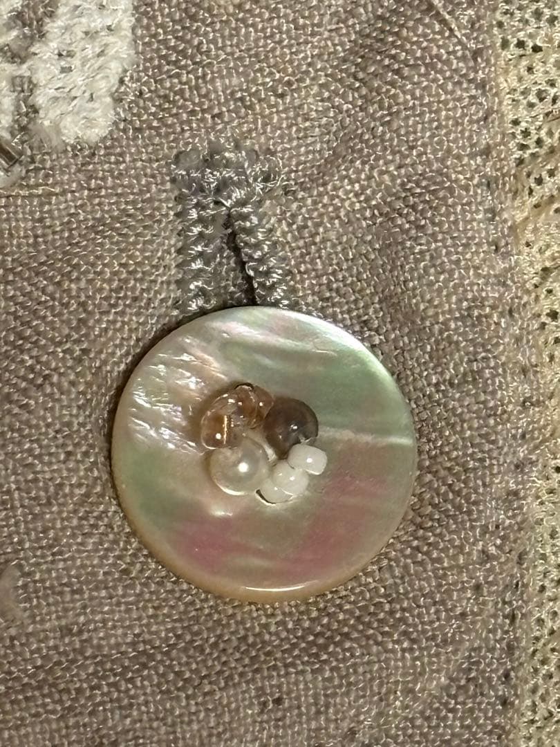 最終お値下◇さえら◇ヒスクローネ◇リネンパンツ◇ナチュラル◇ビジュー装飾◇美品