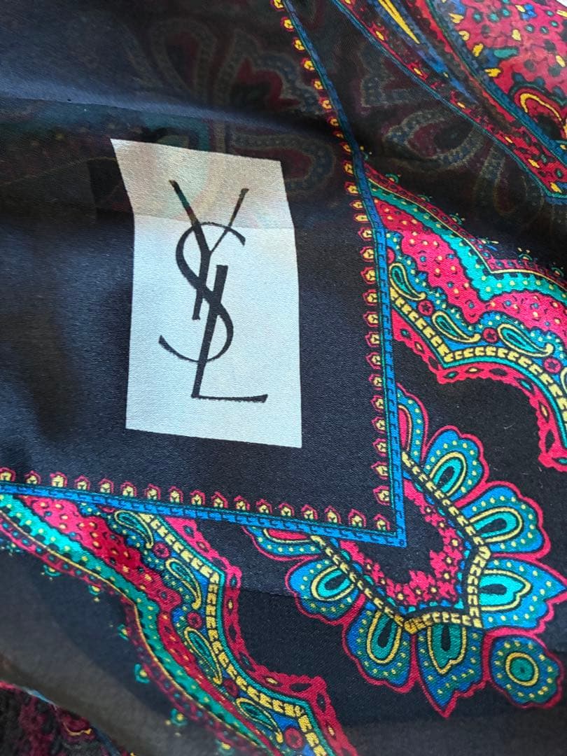 新品級✨イヴサンローラン 大判 スカーフ ストール ショール ペイズリー シルク