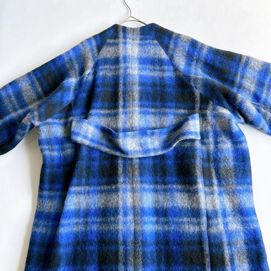 新品★BEAMS BOY スライバータータンチェックノーカラーコート 22FW