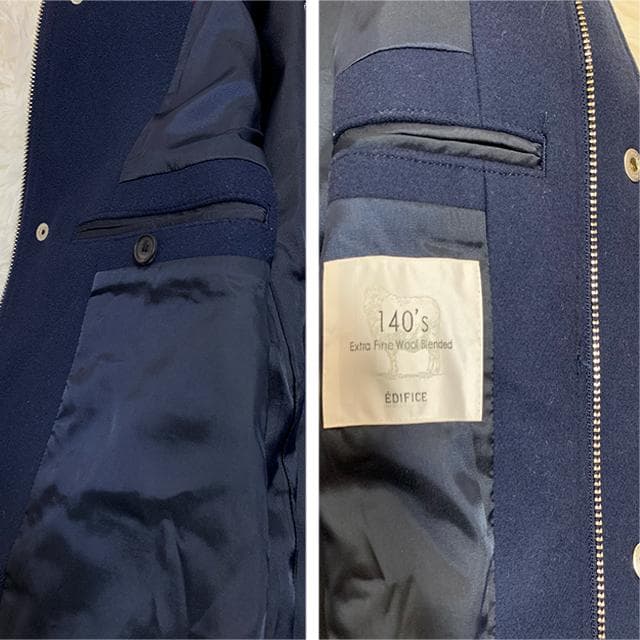 ÉDIFICE ウールフーデッドチェスターコート L Super140’s