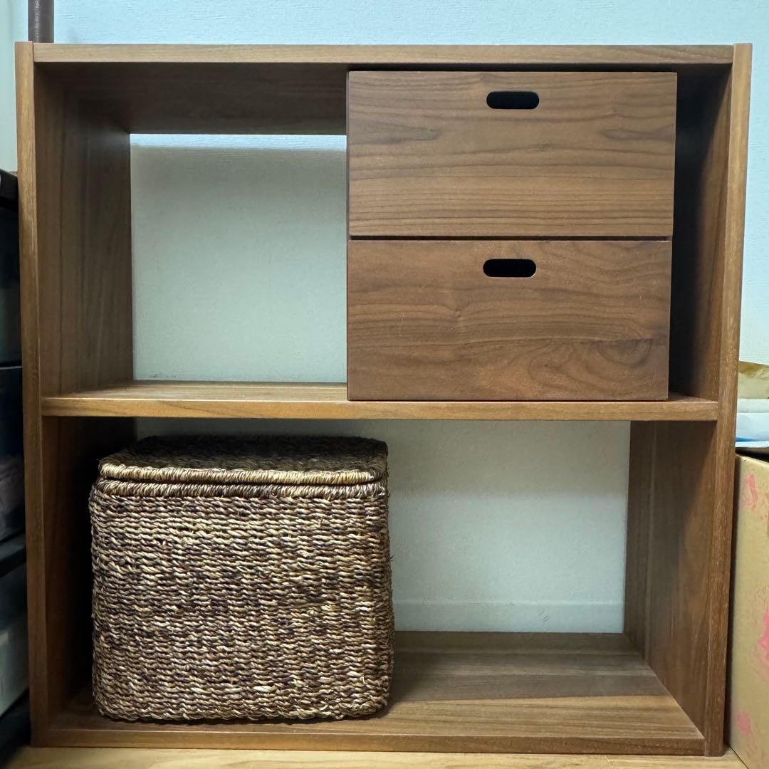 【掲載6/25まで】無印良品　スタッキングシェルフ2段　ワイド　ウォールナット