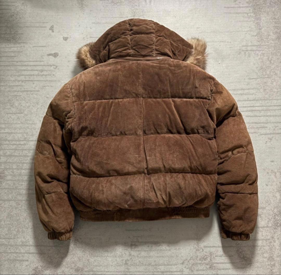 90's オールレザー ダウンJKT ヌプシ 短丈 ボンバージャケット L