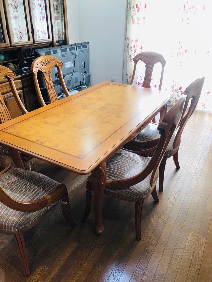 ビンテージ クイーンアンスタイル ダイニングテーブル　エクステンション　伸長式