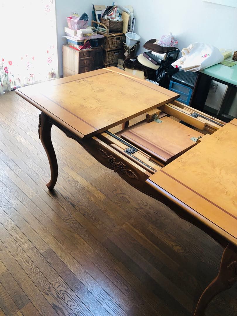 ビンテージ クイーンアンスタイル ダイニングテーブル　エクステンション　伸長式