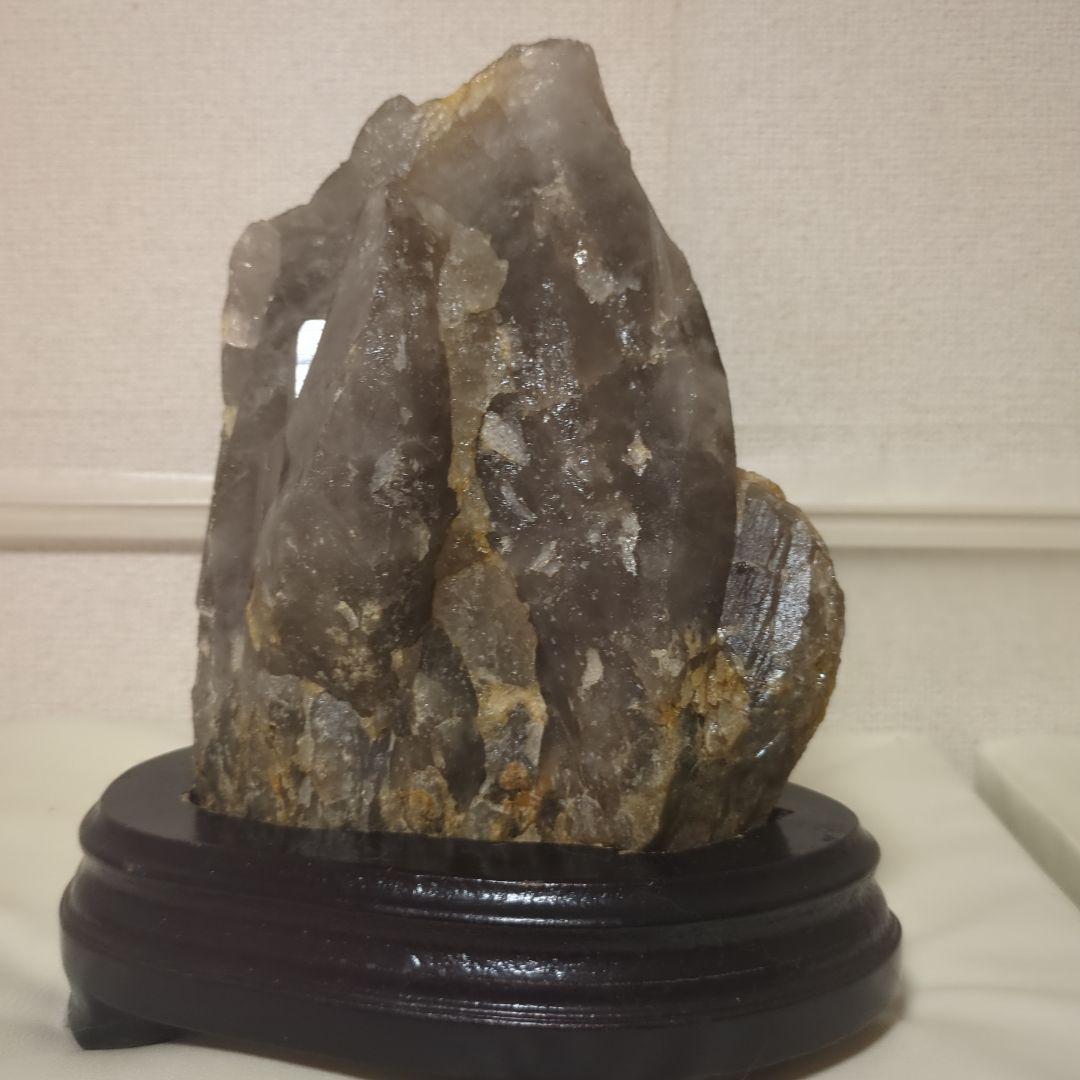 天然石雷水晶　ライジングストーン　置物 木製台座付き　最強