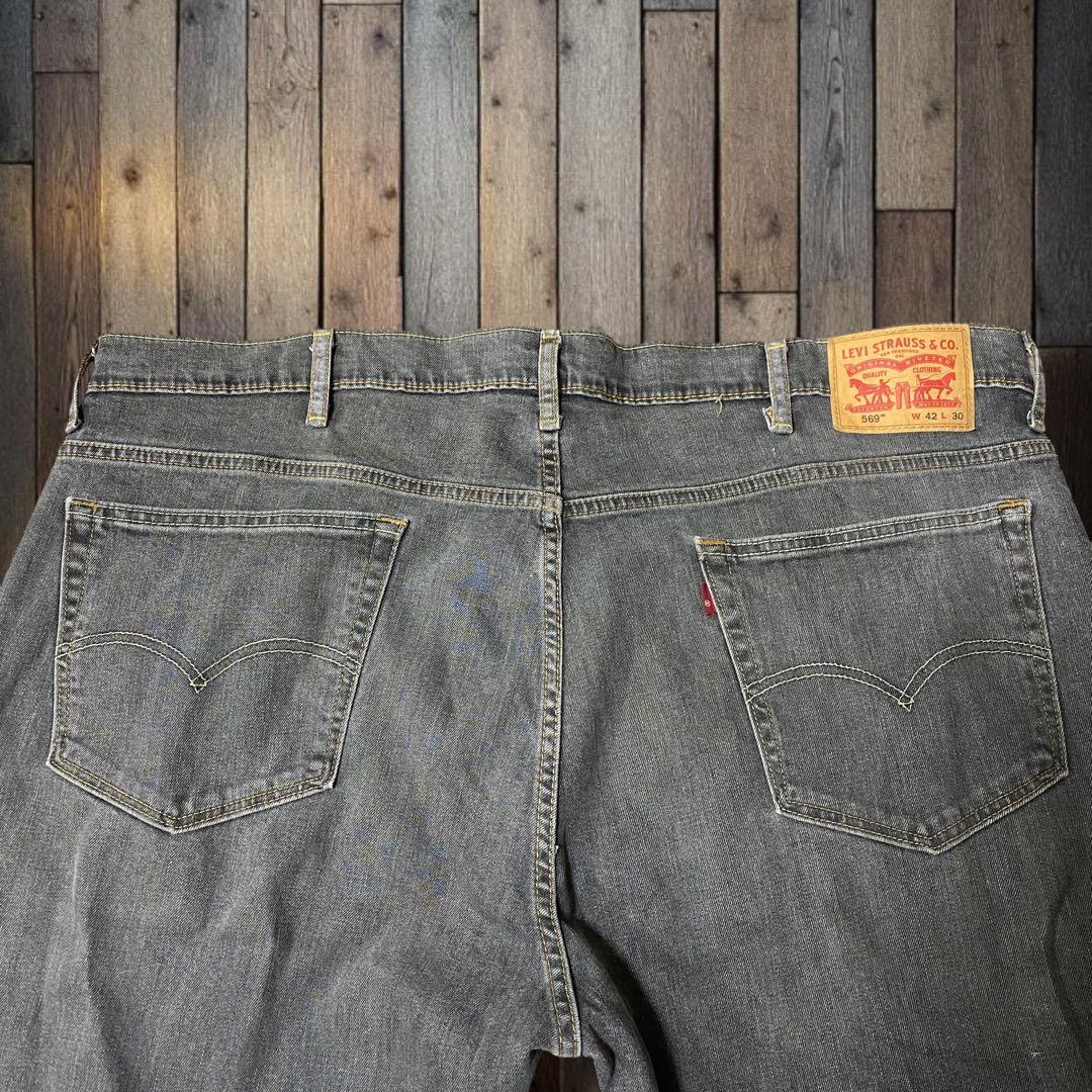 Levi'sリーバイス569 ルーズストレートブラックデニムジーンズW42