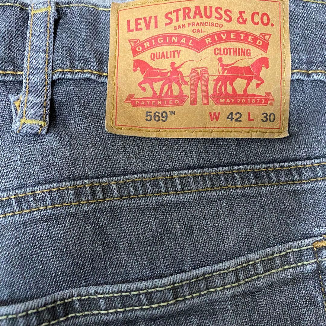 Levi'sリーバイス569 ルーズストレートブラックデニムジーンズW42