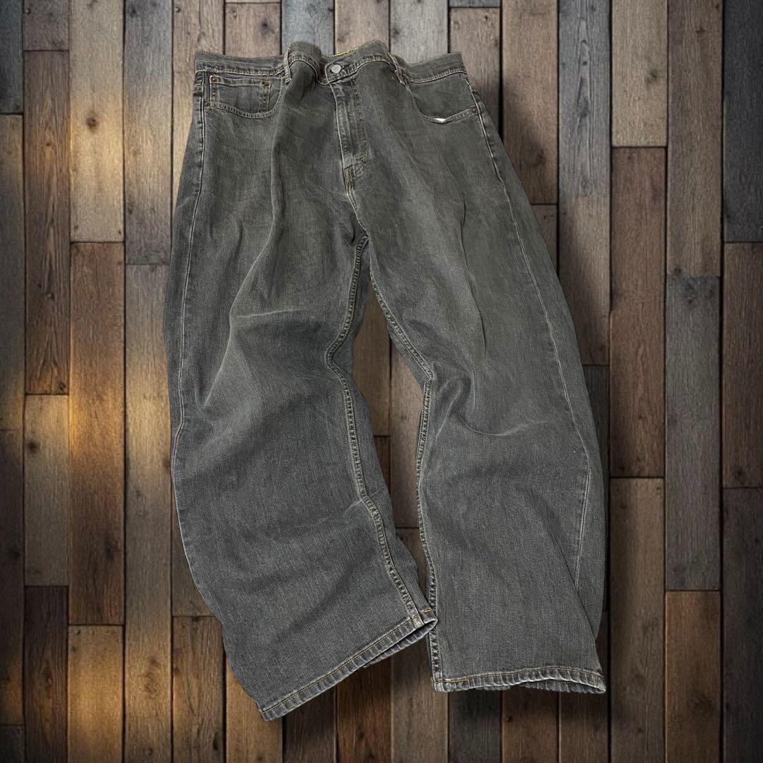 Levi'sリーバイス569 ルーズストレートブラックデニムジーンズW42