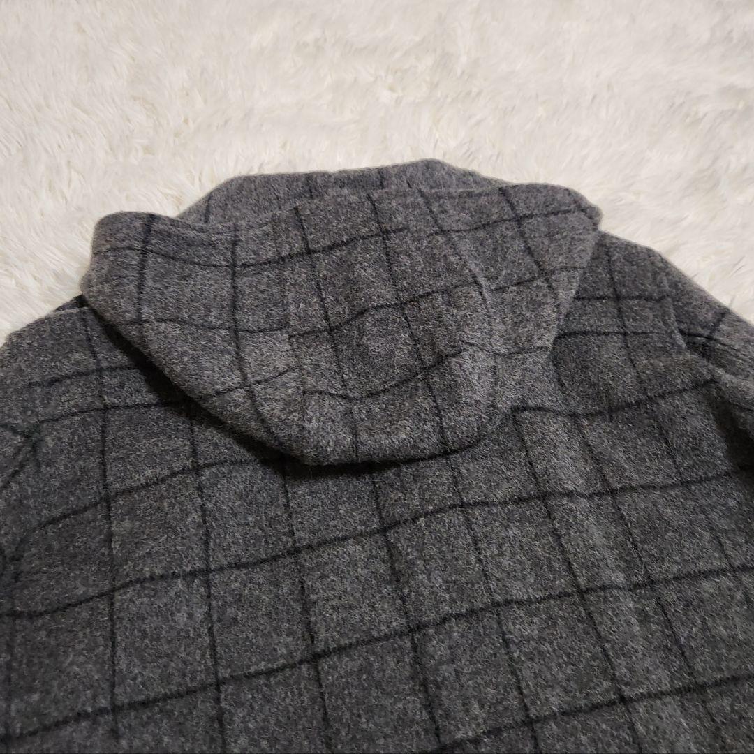 【美品】ポールスミス アルパカ混 チェック 比翼 ロング フーデッドコート
