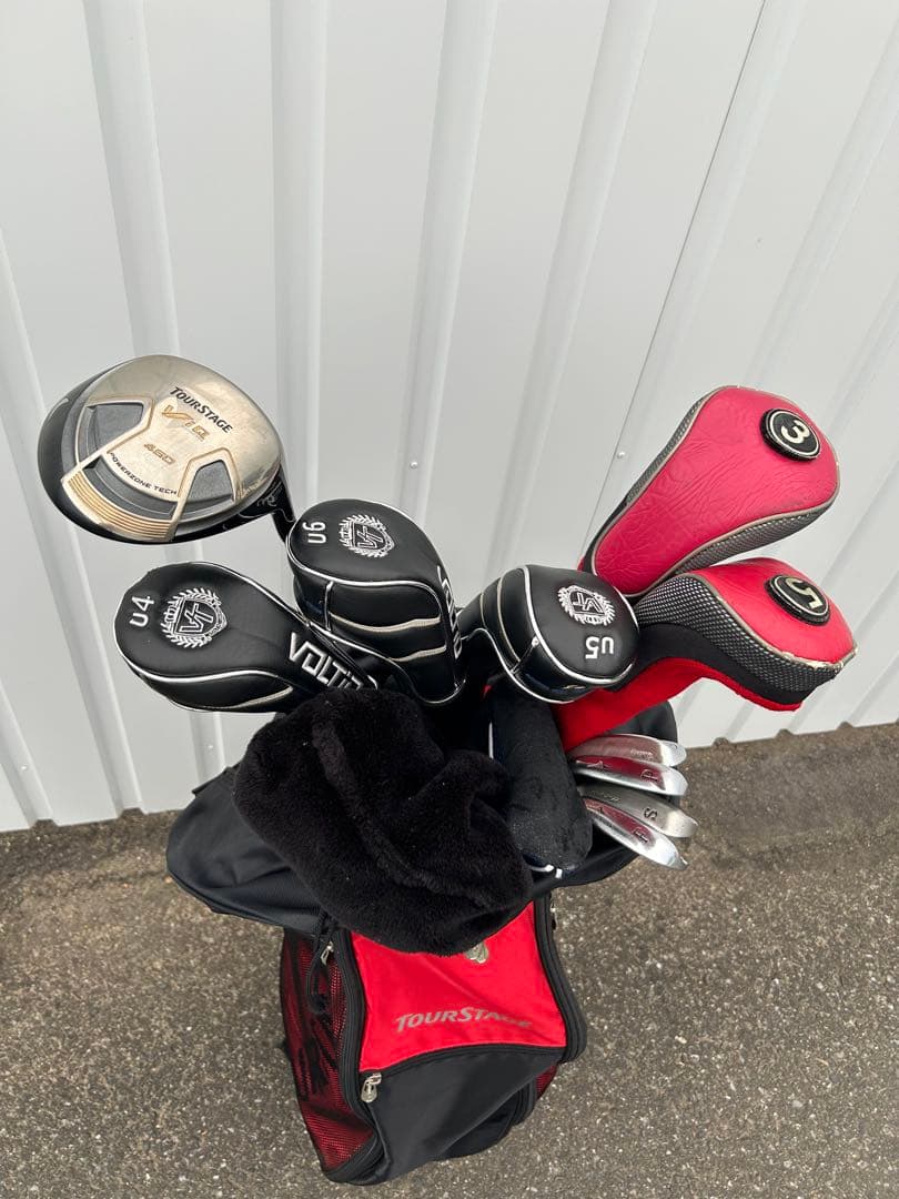 TOURSTAGE キャディバッグ 黒/赤 フード付き