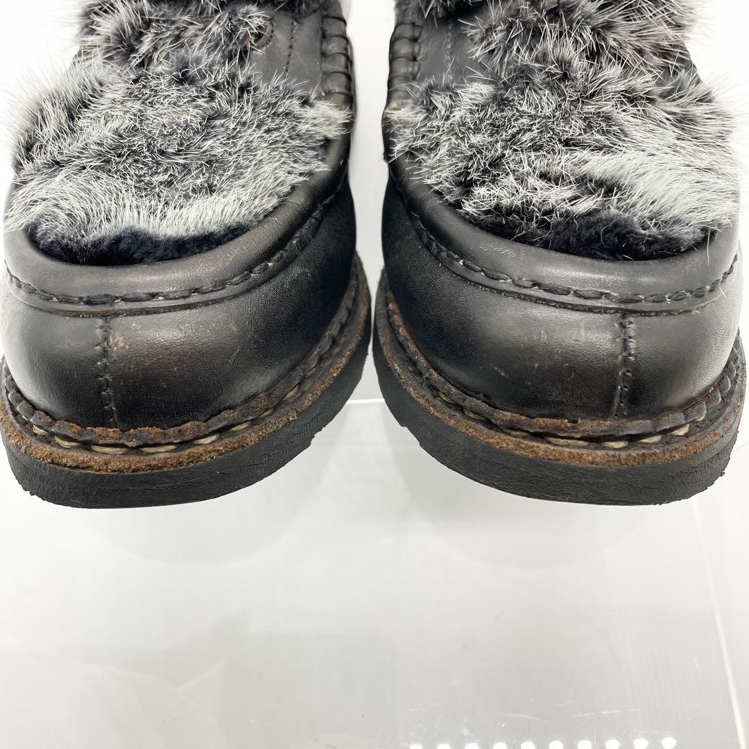 Paraboot ORSAY オルセー ミンクファー ローファー 革靴 黒 24