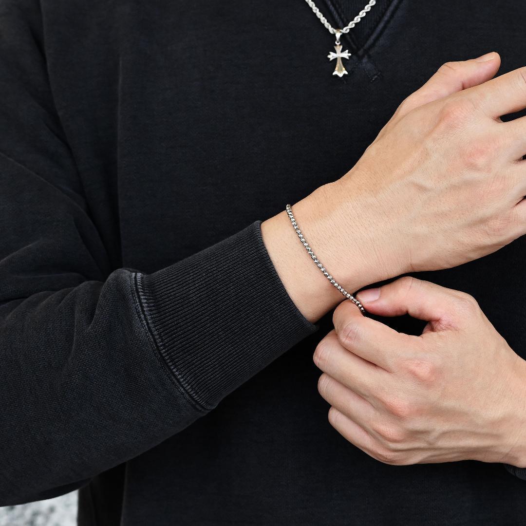 Pt850ミラーカットボールチェーンブレスレット幅3.0mm長さ18cm