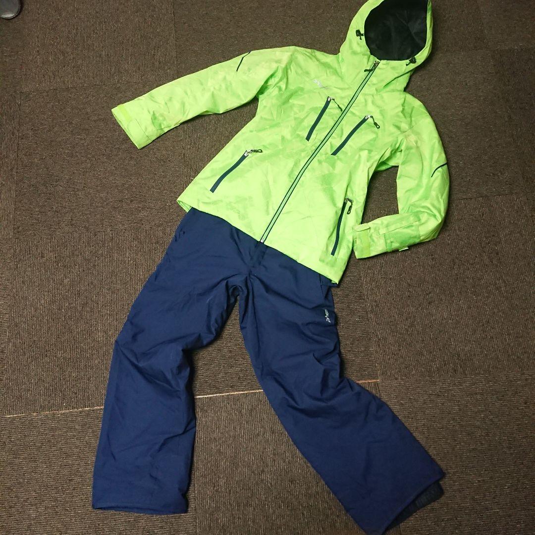 送料無料【Phenix】ライトグリーン×ネイビースキーウェア上下セットアップ M