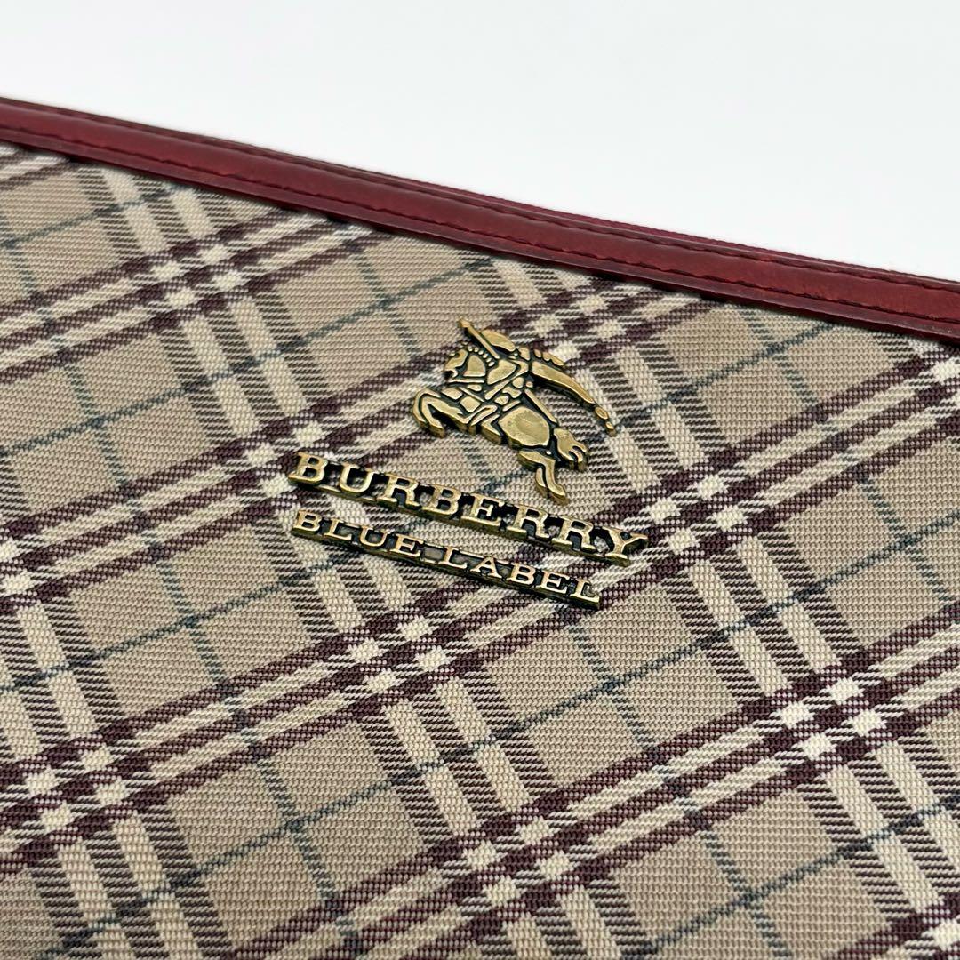 【美品】 BURBERRY レザー 長財布 ノバチェック プレート ボルドー
