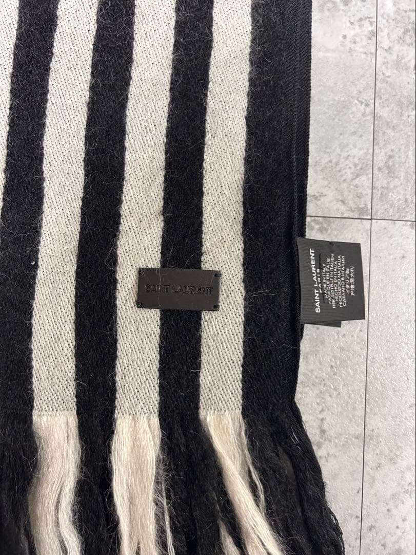 Saint Laurent Paris AW19 ストライプ　フリンジ　マフラー