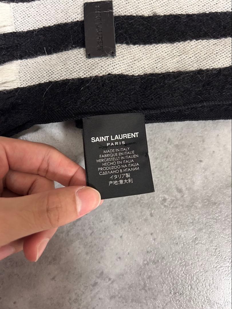 Saint Laurent Paris AW19 ストライプ　フリンジ　マフラー