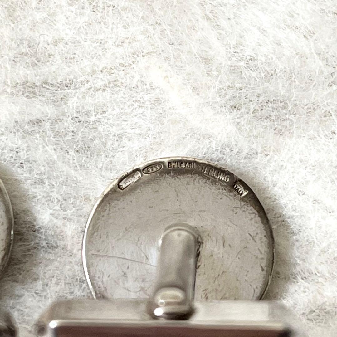 ブルガリ　カフス　ブランドロゴ　Ag925　シルバー　ブラック　メンズ　箱付き