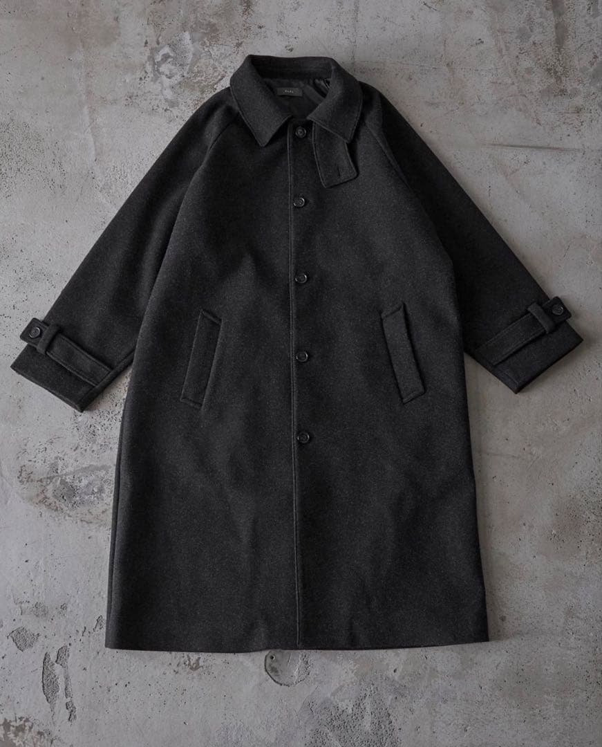 【CLEL】 テックメルトン ルーズステンカラーコート ブラック レディース可