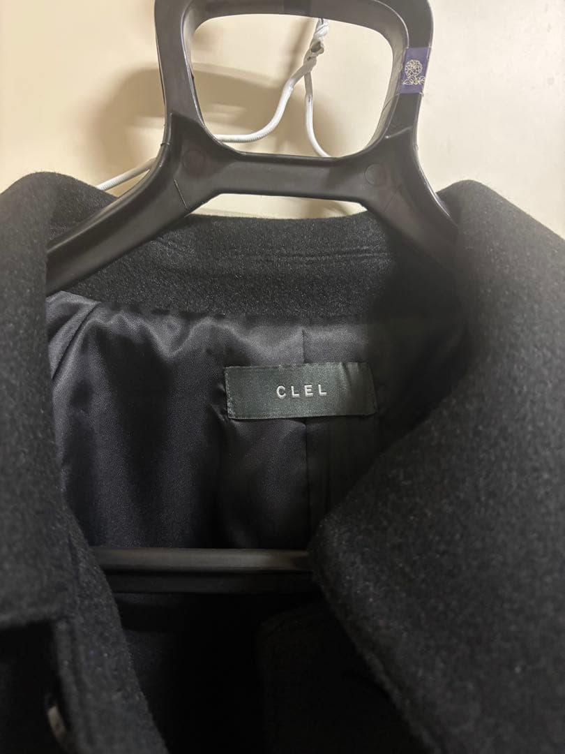 【CLEL】 テックメルトン ルーズステンカラーコート ブラック レディース可