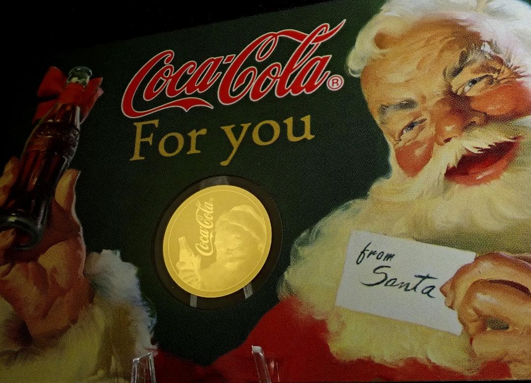 サンタ！幸運の兆し 純金製！コカコーラ 限定！公式COA 1/1000オンス