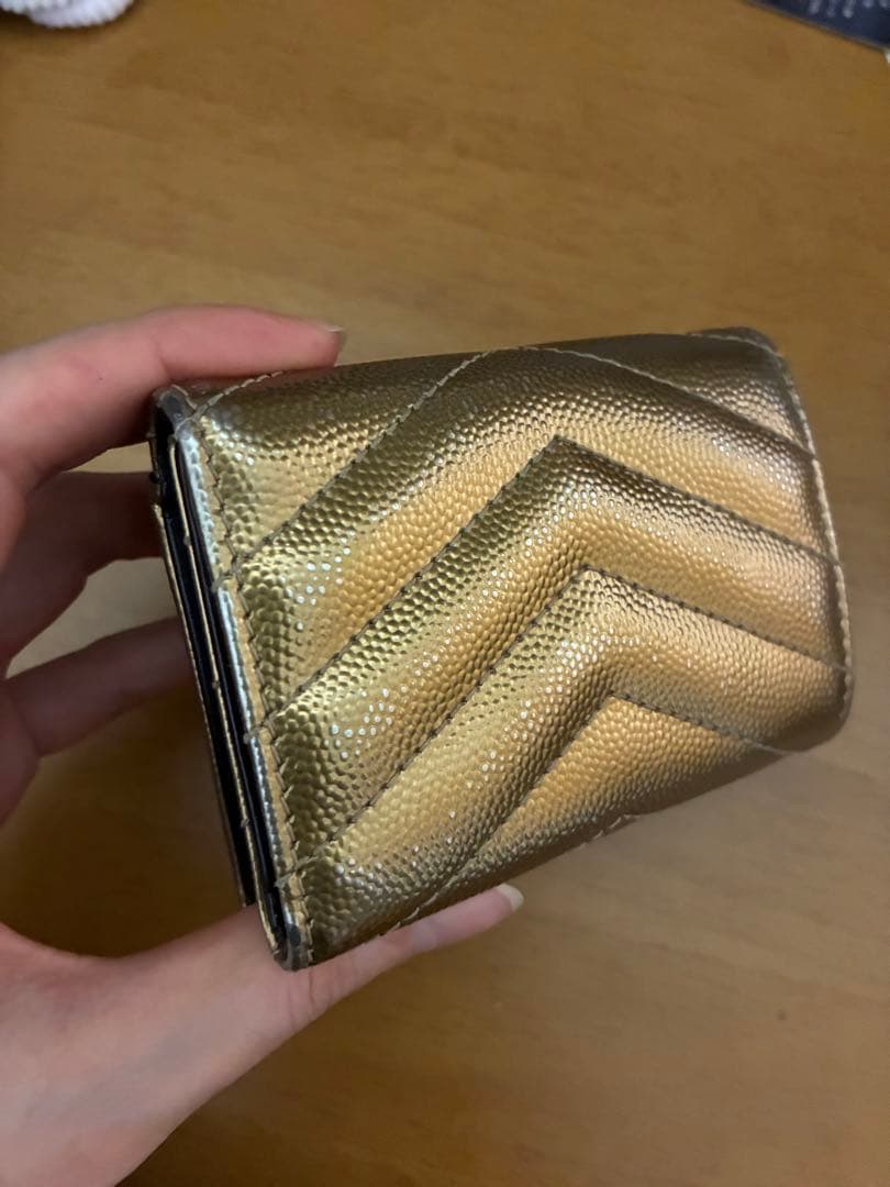 SAINT LAURENT ゴールド 三つ折り財布