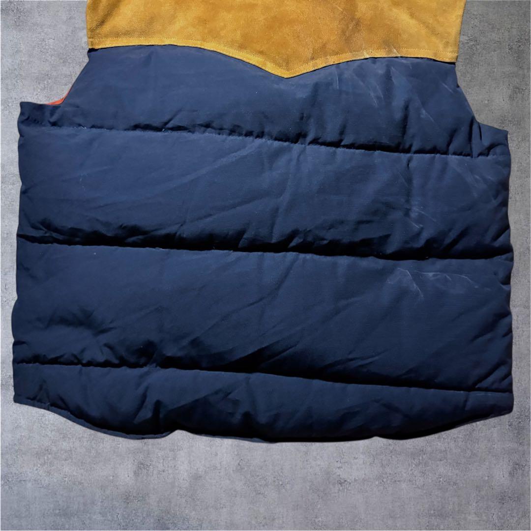 USA製 William Barry レザー切替 ダウンベスト キャメル L